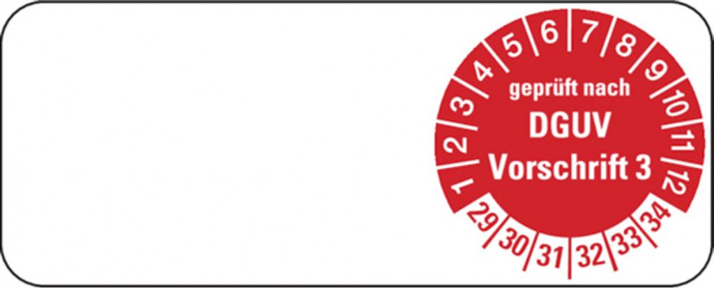 Dreifke Kabelprüfplakette ab 29 nach DGUV Vorschrift 3 rot/w - 50x20 mm Foli...