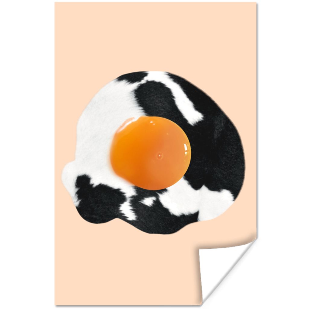 MuchoWow Poster Ei - Lebensmittel - Kuhdruck - Tiere 60x90 cm - Wanddekoration