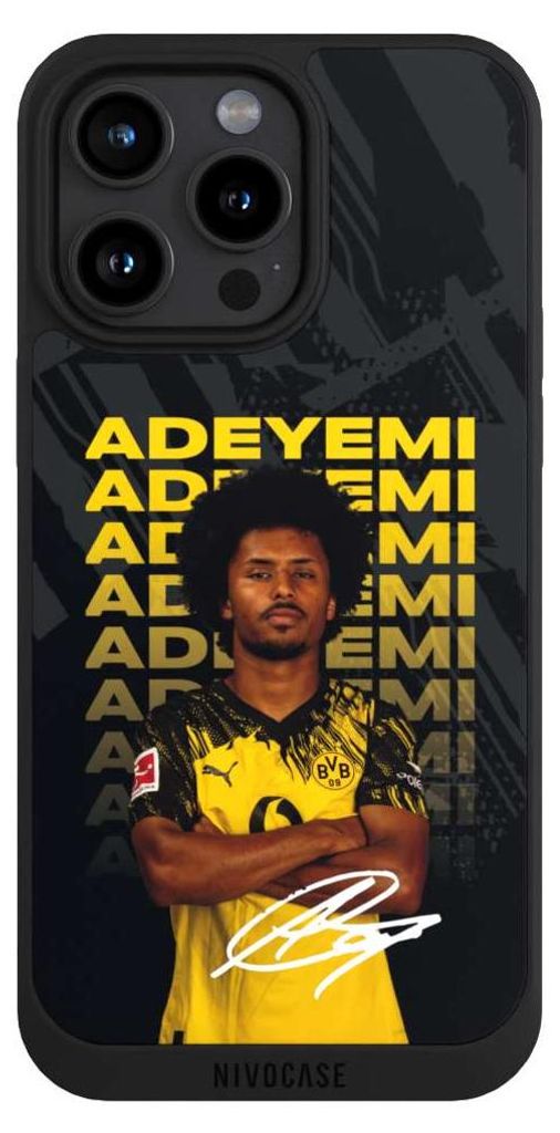 NIVOCASE Handyhülle für Apple iPhone 15 Pro Max Hülle NIVOpure Case Schwarz BVB Borussia Dortmund Karim Adeyemi