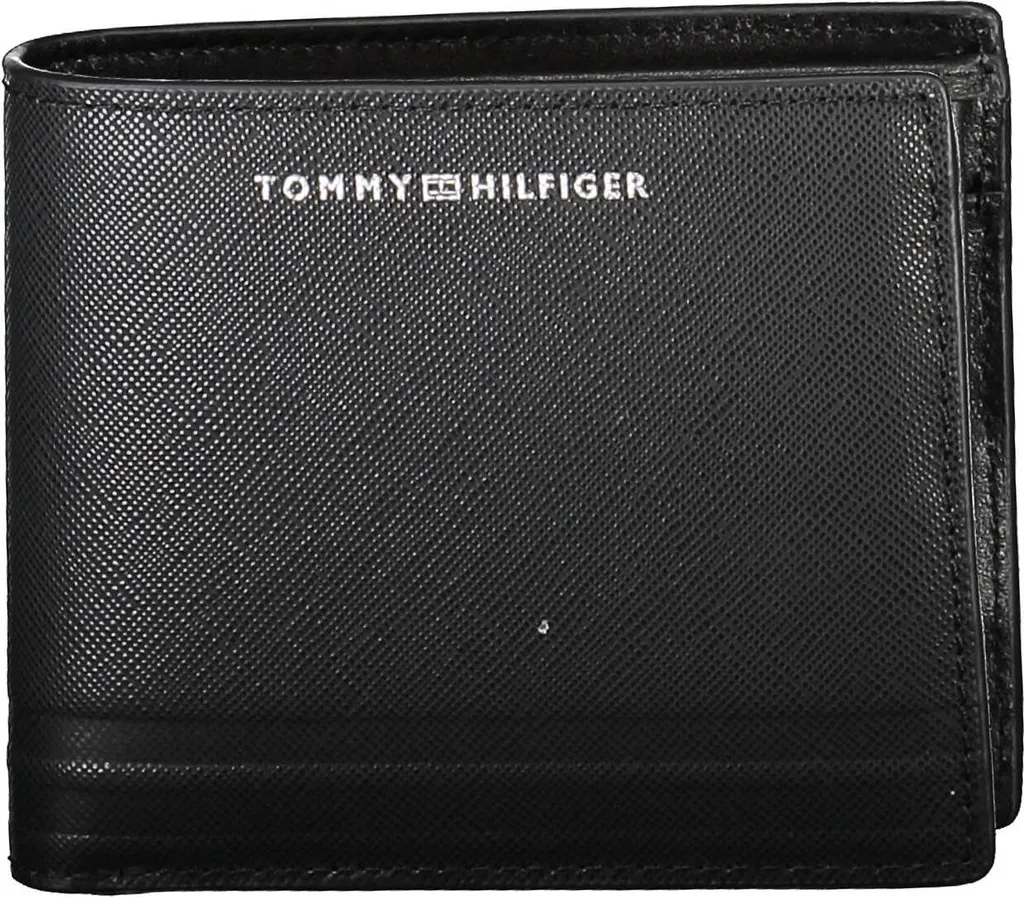Portefeuille Tommy Hilfiger AM0AM10982 en Cuir Noir Design Élégant