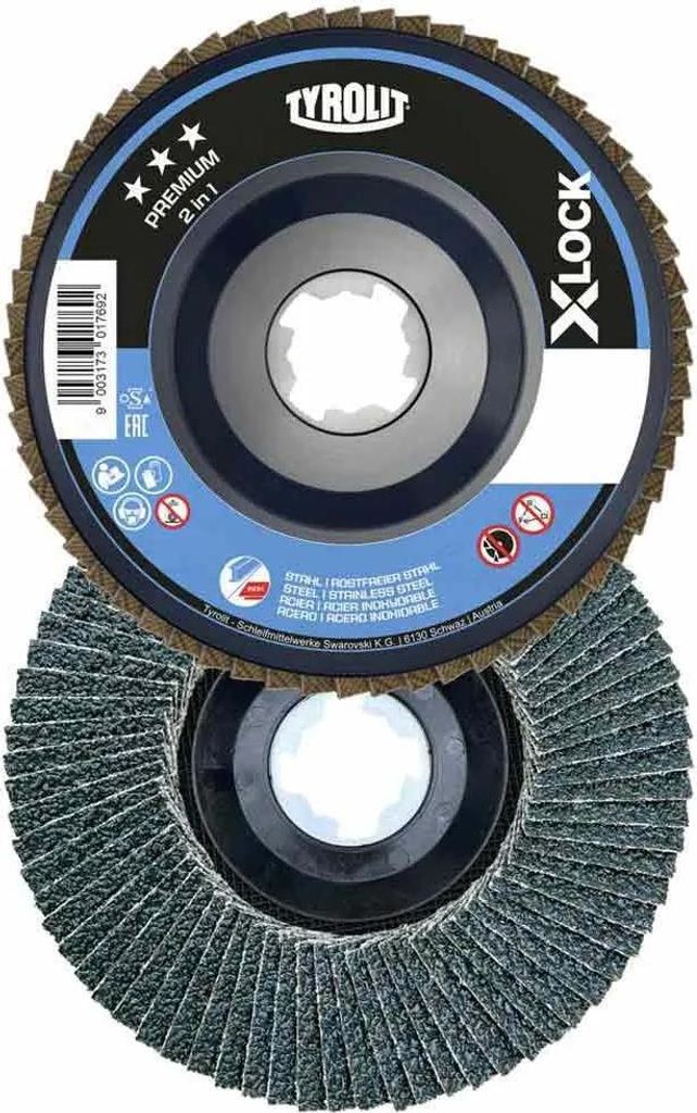 Fächerscheibe ZAQ-B 2in1 X-LOCK D.125mm K.40 fl.INOX/Stahl ZK TYROLIT