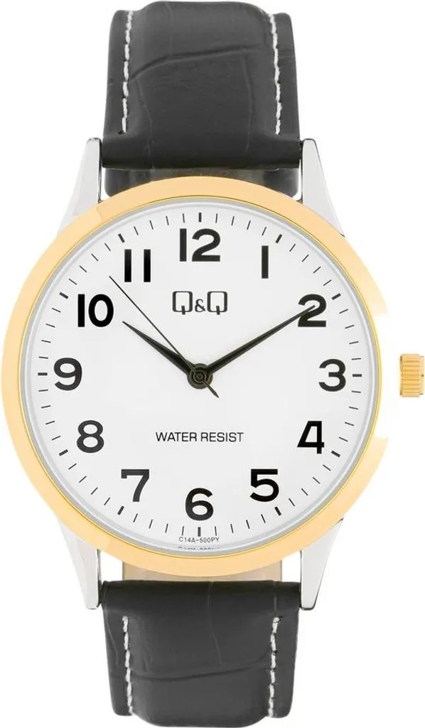 Montre analogique homme Q&Q C14A-500PY avec son bracelet en cuir chic