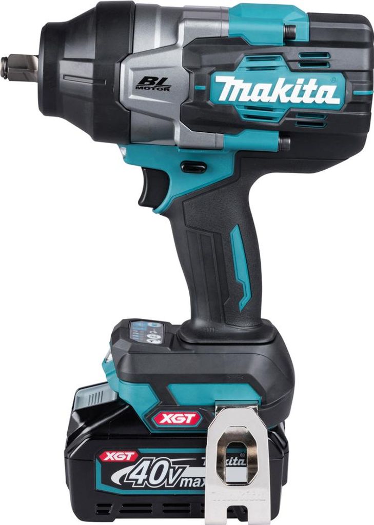 A cordless impact wrench with a battery pack attached, shown against a white background.