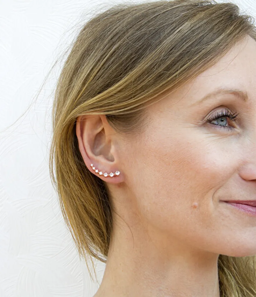 Boucles d'oreilles légères bronze anti-allergie zircon clair