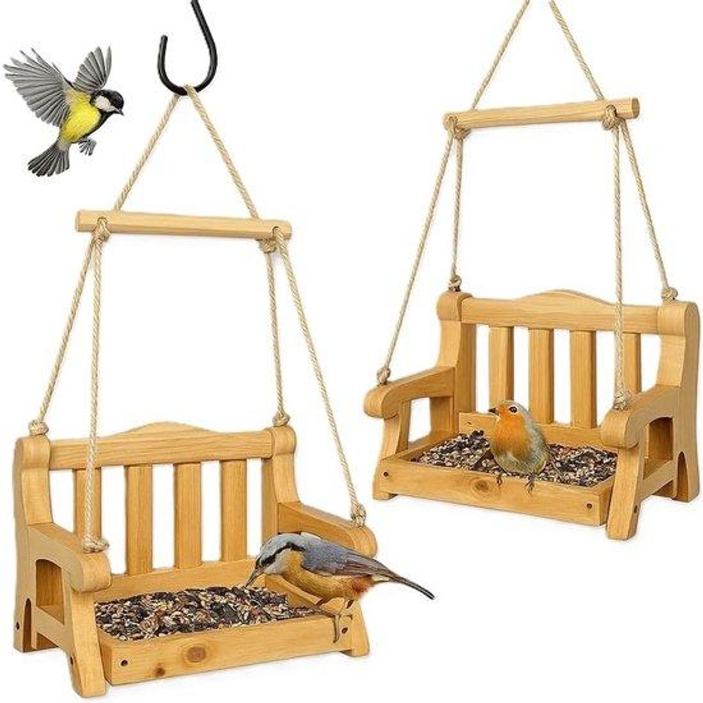 Zwei traditionelle Hol-Schaukelpflegehäuschen, Regency-Stil, handgeschnitztes Holz, rustikales Metallgitter, Vogel-Schaukelpflegehäuschen für dr...