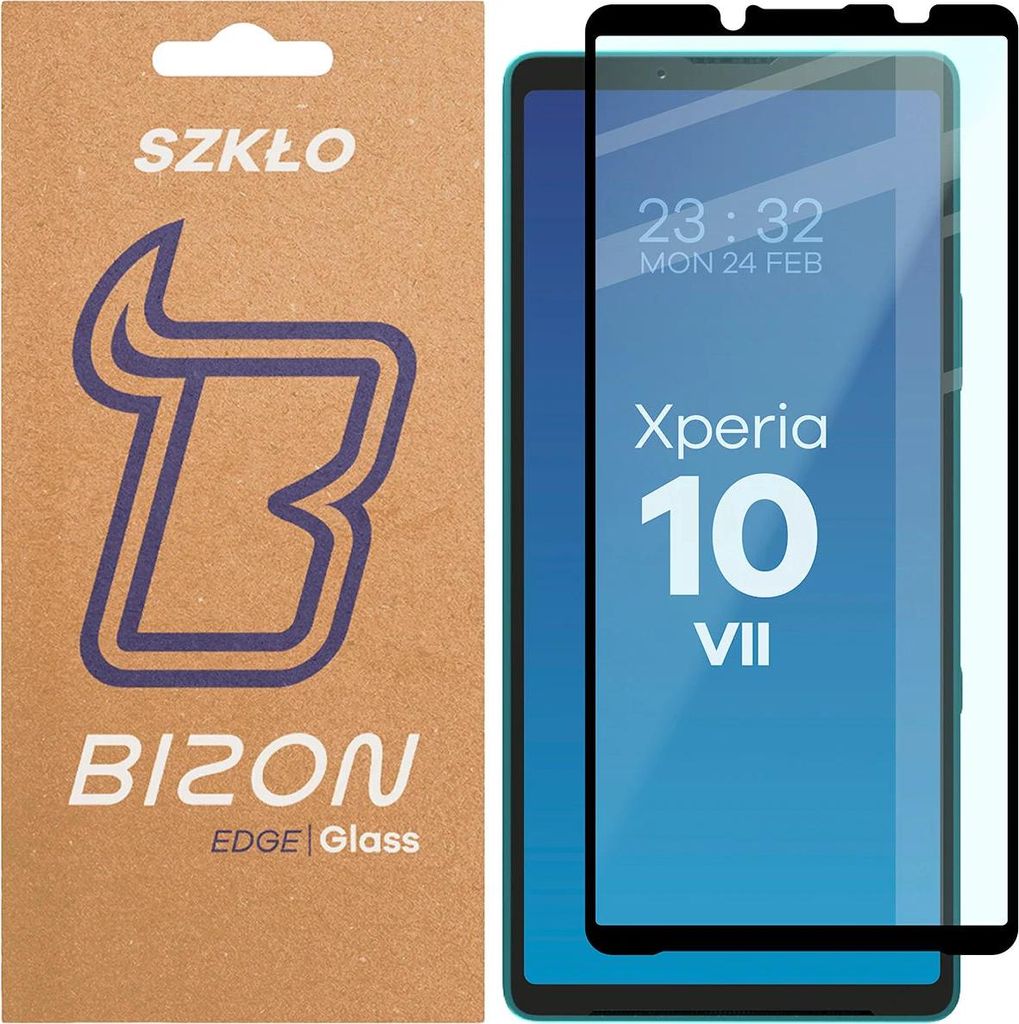 Gehärtetes Glas für Sony Xperia 10 VII, Bizon Glass Edge 2, Schwarzer Rahmen
