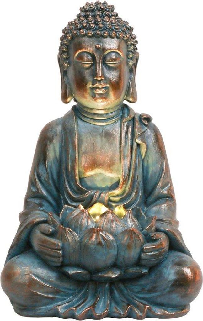 Meditierender Buddha aus Resin mit Solarzelle 18CM