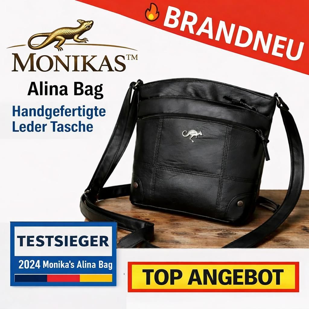 MONIKAS Alina Bag | Leder Tasche handgefertigt | Monikas Lieblings-Design: Schwarz