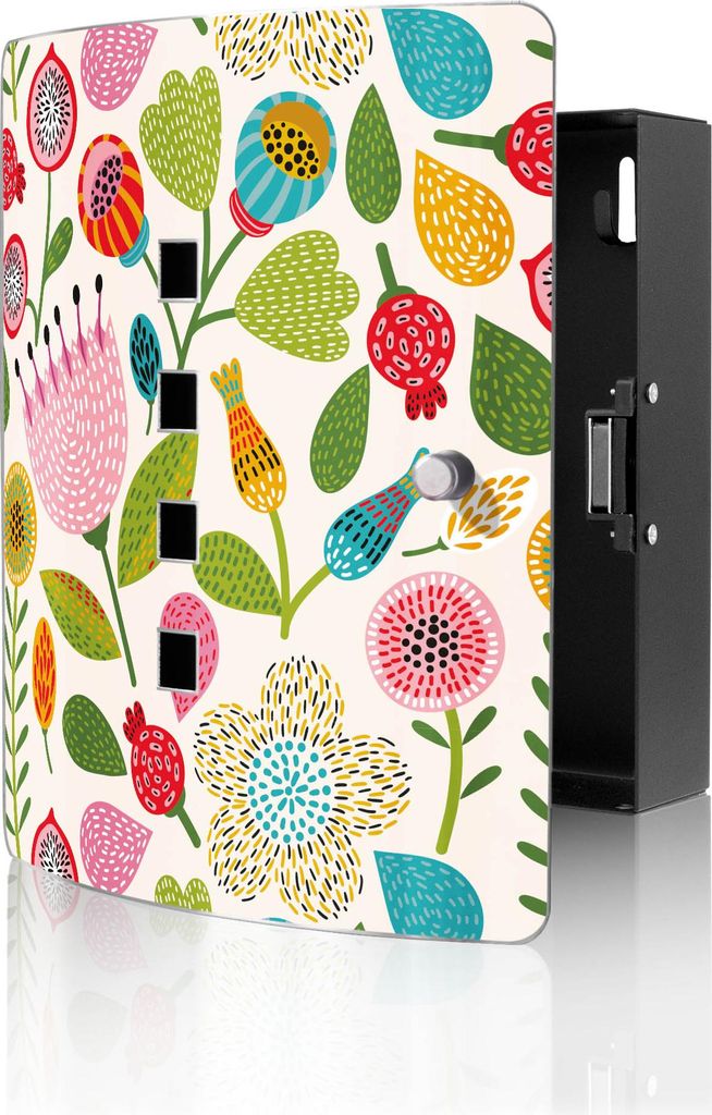 banjado Design Schlüsselkasten aus Edelstahl für 10 Schlüssel, Schlüsselschrank 24 x 21,5 x 7cm groß mit Magnetverschluss, Rosa Kelch Hell [BW...