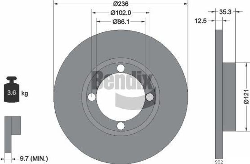 BENDIX Braking BDS1388 Bremsscheibe OE 96254392 kompatibel mit Matiz