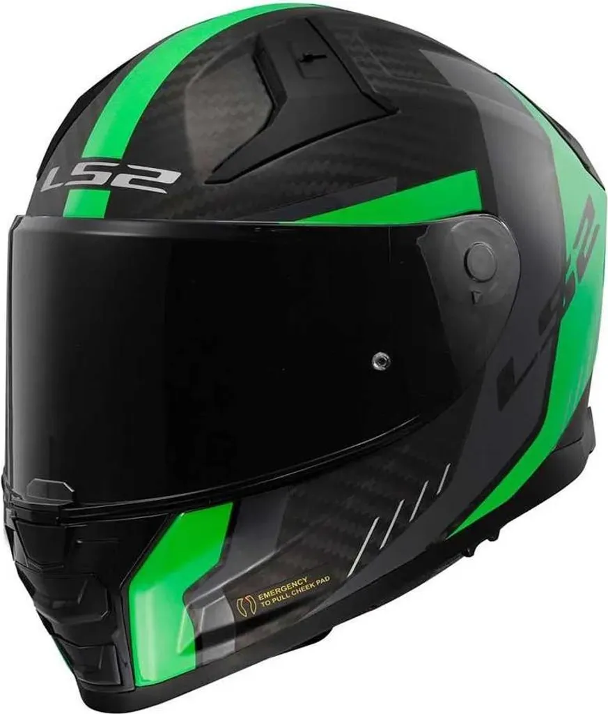 LS2 FF811 VECTOR II CARBON Casque Léger et Respirant Vert Fluo 4XL
