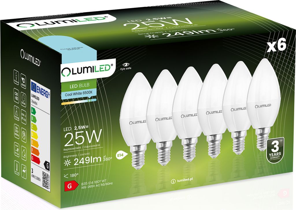 LUMILED B35 E14 LED žiarovka 2,5 W (nahrádza 25 W), 249 Obrázok produktu 
