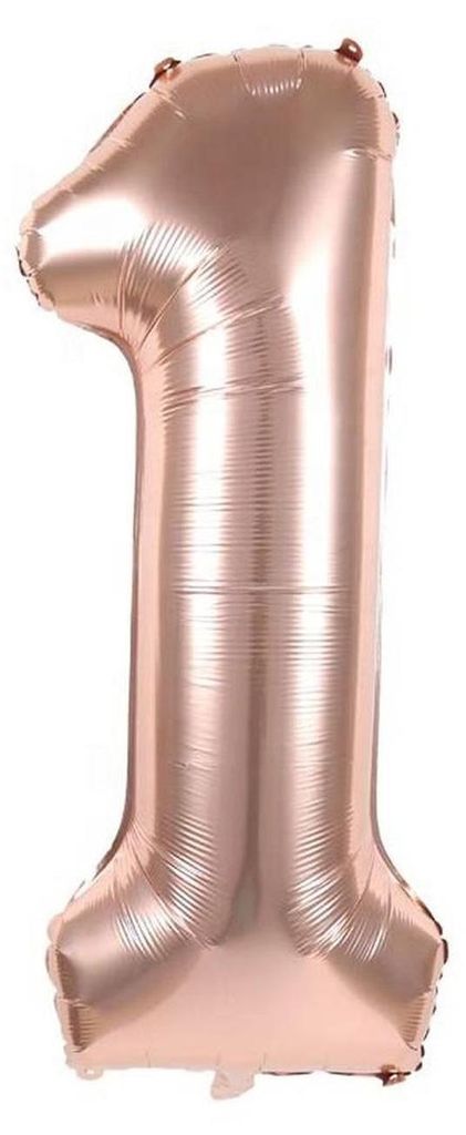 Folienballon Zahl 1, ca. 80 cm, rosegold, für Luftbefüllung Produktbild 