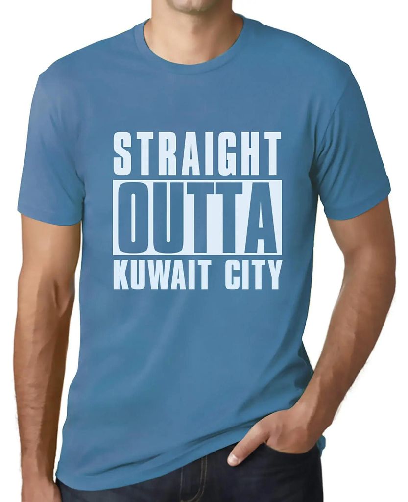 Herren Grafik T-Shirt Direkt aus Kuwait City – Straight Outta Kuwait City – Öko-Verantwortlich Vintage Jahrgang Kurzarm Lustige Druck Geburtstag