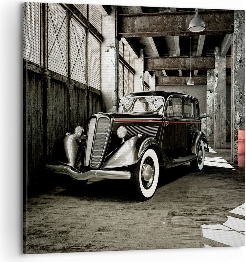 Bild auf Leinwand - Leinwandbild - Auto klassisch auto modell - 60x60cm - Wand Bild - Wanddeko - Leinwanddruck - Bilder - Kunstdruck - Wanddekorati...