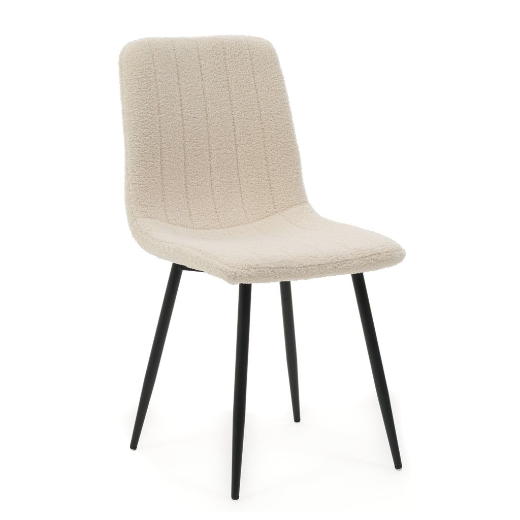 NEW HOME Stuhl GELA Esszimmerstuhl gepolsterter Wohnzimmerstuhl mit Steppung - hellbeige ecru - moderne Boucle Möbel