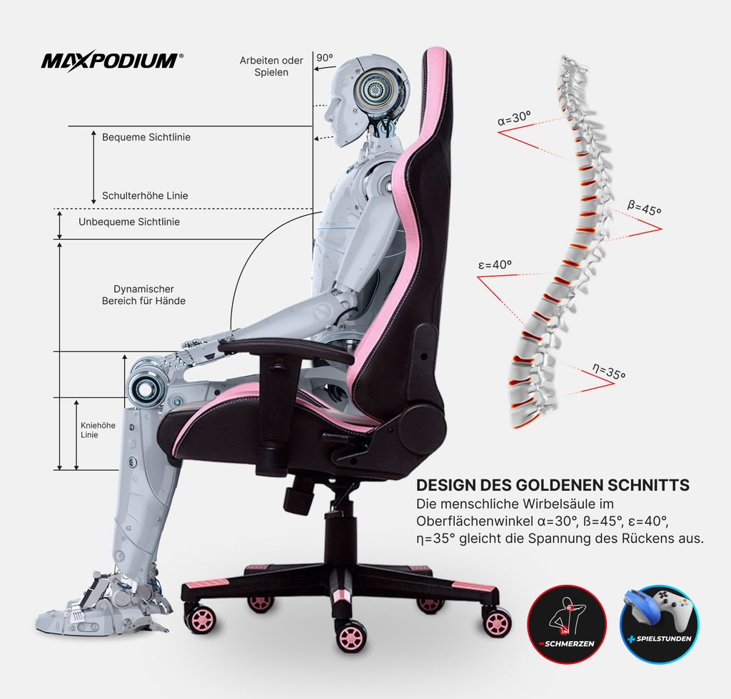 MAXPODIUM Tactical Ergonomischer Gaming Stuhl Bürostuhl Produktbild 7