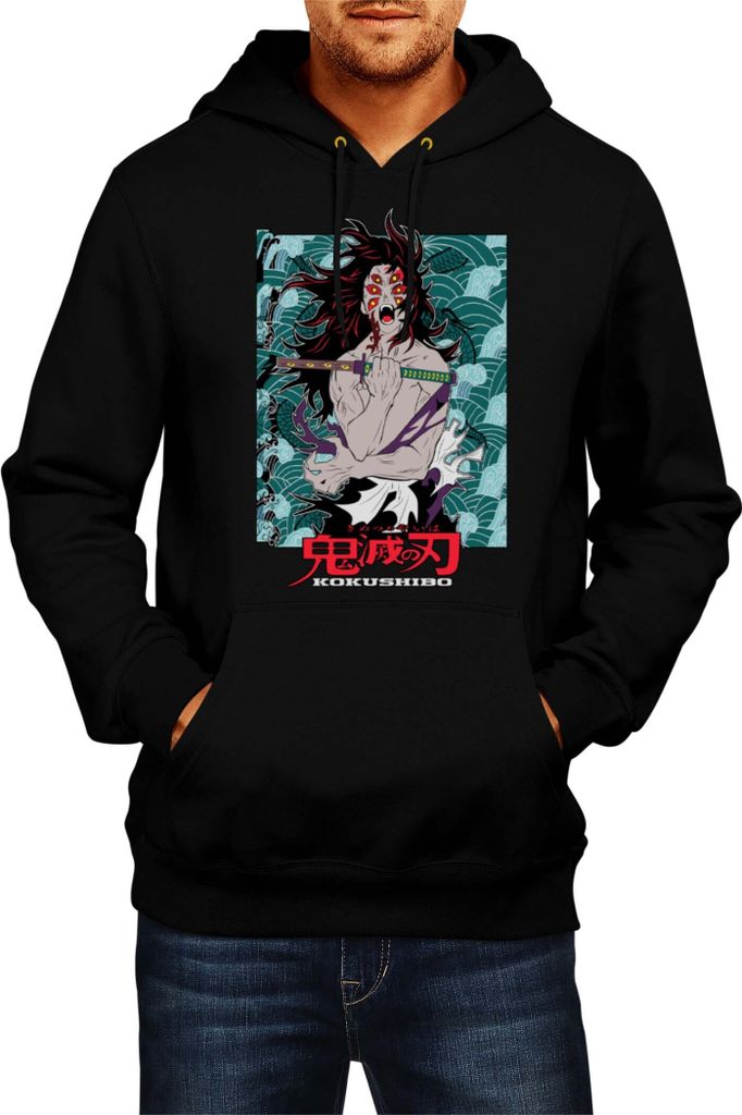 Herren Kapuzenpullover Demon Anime Slayer Kokushibo 001, Man XL / Schwarz