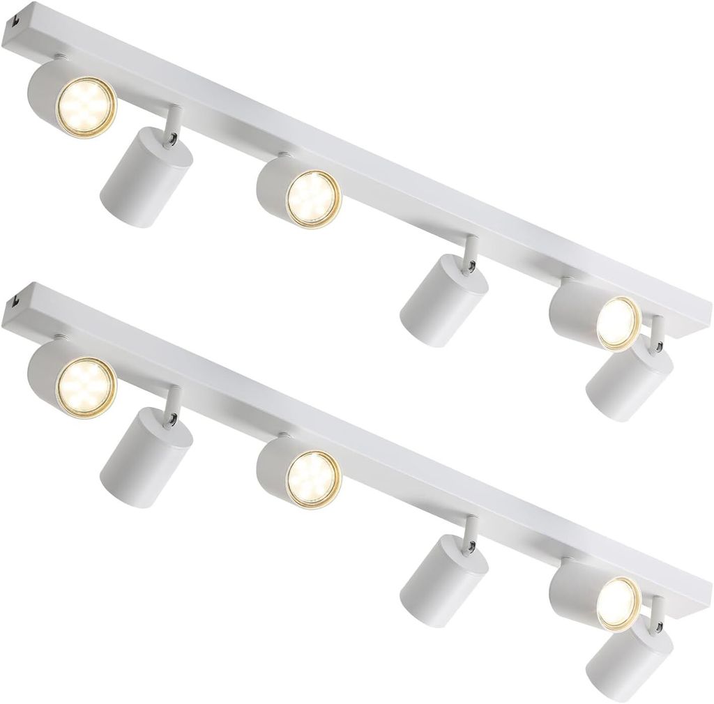 ZMH LED Deckenleuchte Weiß 6 Flammig Deckenlampe 2ER Deckenstrahler Modern GU10 Metall Deckenspots Schwenkbar 330° für Wohnzimmer Schlafzimmer Flur