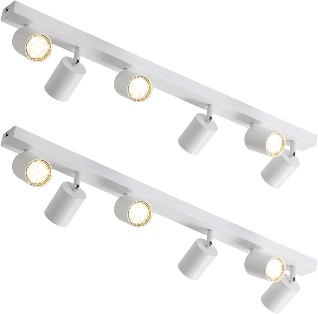 Plafoniera Bianca ZMH 6 Fiamme Faretti Orientabili GU10 Moderno Soffitto
