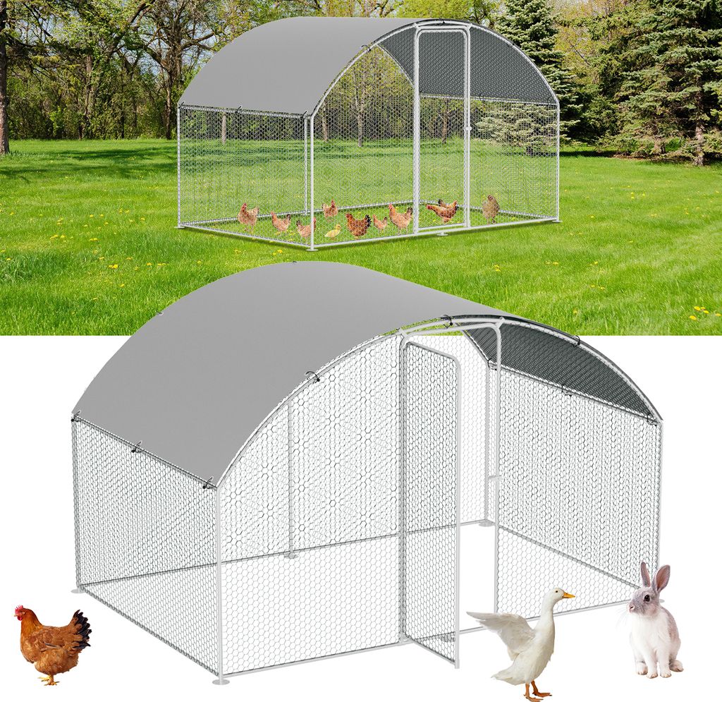 Jopassy Freilaufgehege Hühnerhaus Kuppeldach 3 x 2 x 2 m Outdoor Hühnerstall Dach Geflügelstall, Verzinkter Stahl Kleintierstall Freigehege mit ...