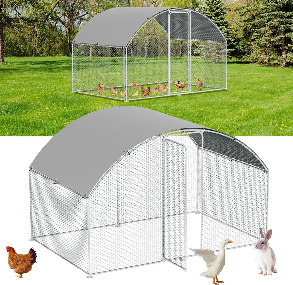 Jopassy Pollaio da Esterno 3x2x2m Cupola - Acciaio e Protezione Solare
