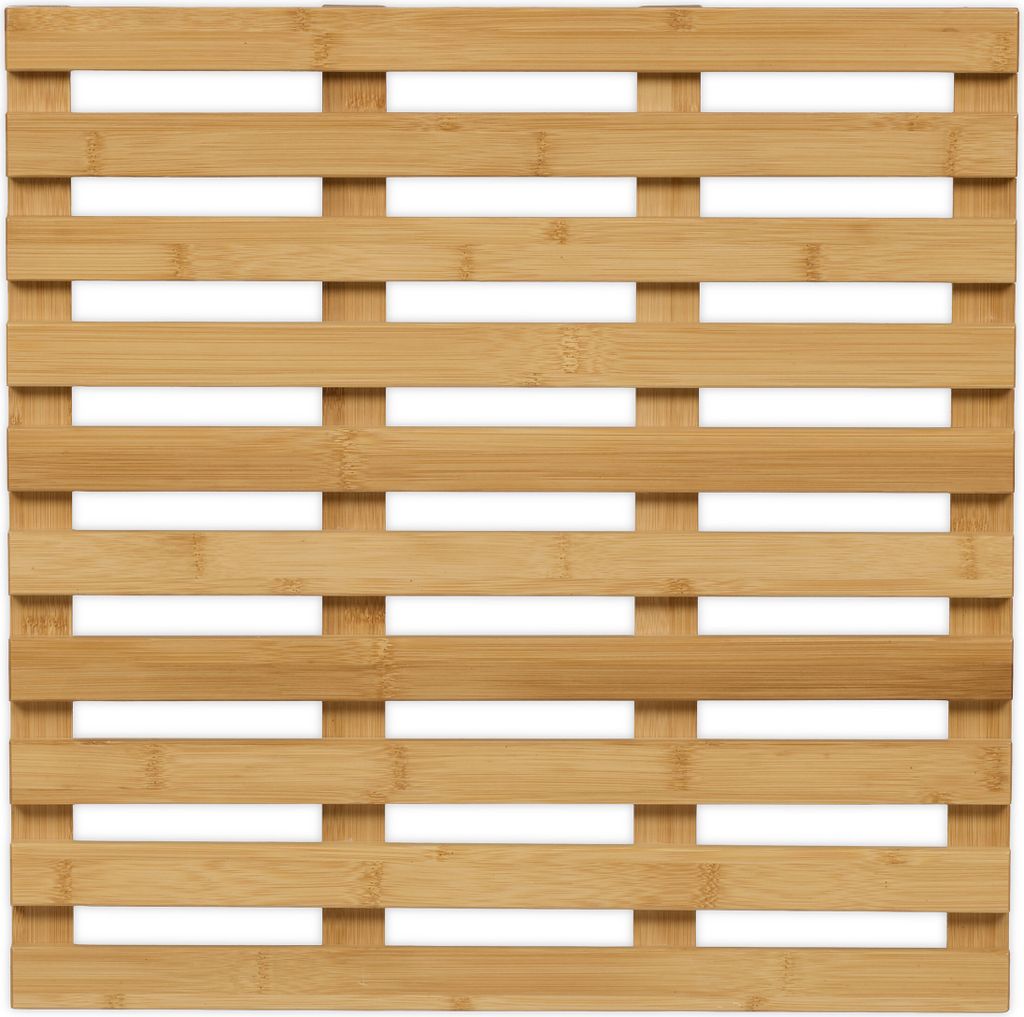 Relaxdays Bambus Badematte, 50 x 50 cm, rutschfeste Duschmatte für Badewanne, Dusche, Sauna, indoor & outdoor, natur