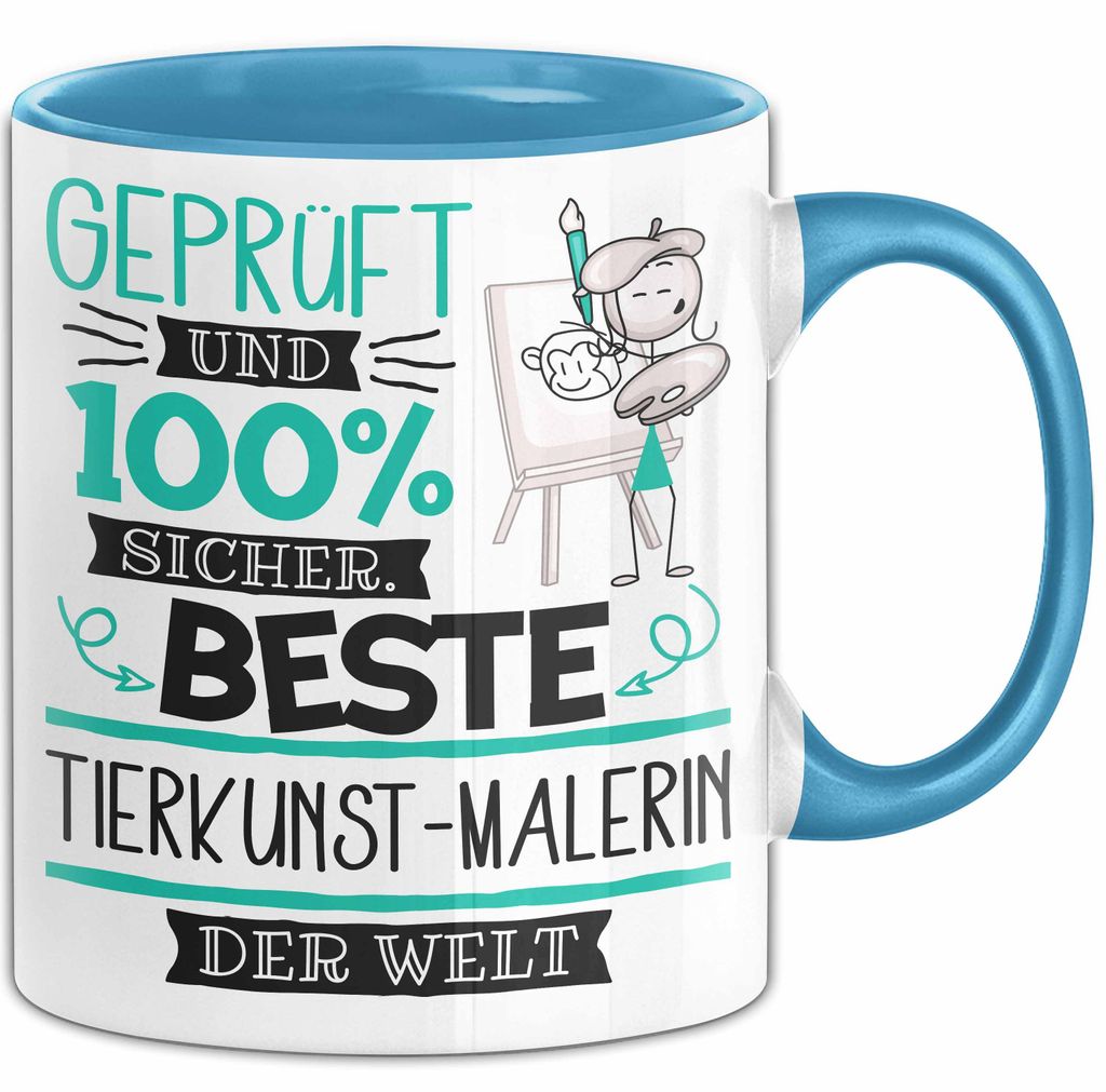 Beste Tierkunst-Malerin Der Welt Tasse Geschenk für Eine Tierkunst-Malerin Und Sicher Geschenkidee Geburtstag Weihnachten (Blau)