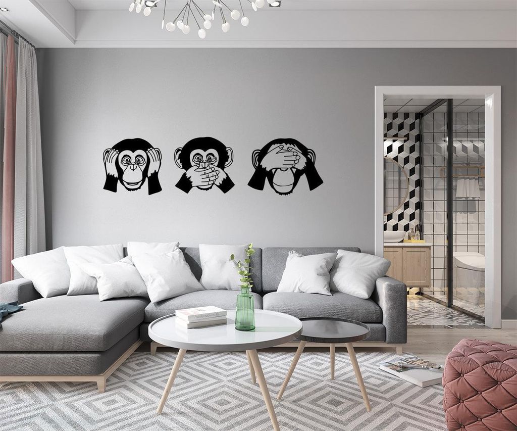 MONKEY - Wandaufkleber Wandsticker aus Vinyl 40x150 cm Schwarz