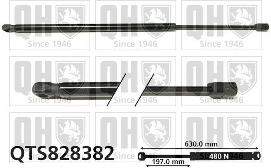 QUINTON HAZELL QTS828382 Gasfeder Heckklappendämpfer für LAND ROVER Range Rover Evoque (L538) 630mm