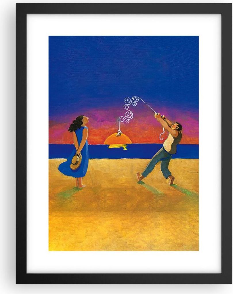 Gerahmtes Poster - Schwarzer Rahmen - Symbol Liebe Surrealismus - 30x40 cm - Wand Bild - Wanddeko - Wandbilder - Kunstposter - Wandposter - Bilderr...