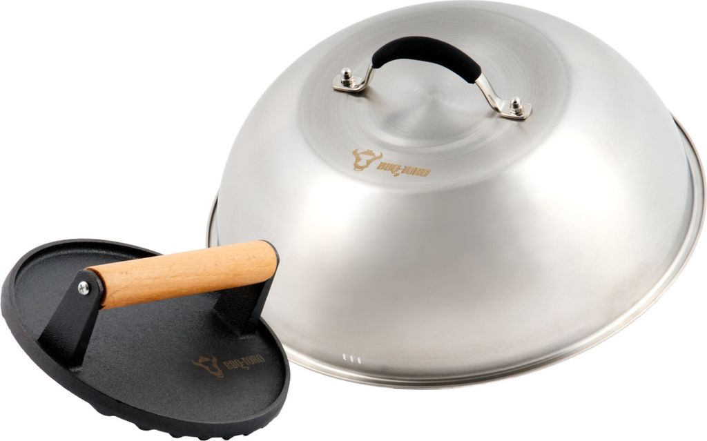 BBQ-Toro Edelstahl Burgerglocke mit Gusseisen Produktbild 