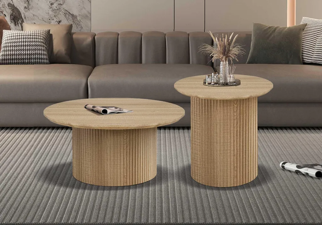 Petite table basse Lagos Ø50 cm robuste en chêne pour salon moderne - 4