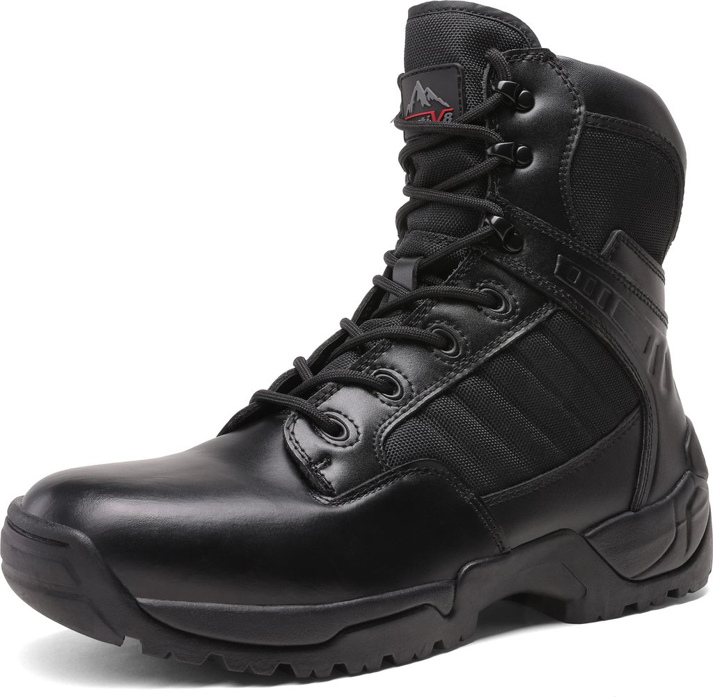NORTIV 8 Herren Security Tactical Einsatzstiefel Boot Zipper Militär Kampfstiefel Springerstiefel,Farbe: Schwarz, Größe: 44