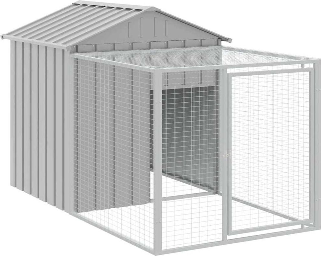 vidaXL Hühnerkäfig mit Auslauf Hellgrau 117 x 201 x 123 cm Verzinkter Stahl