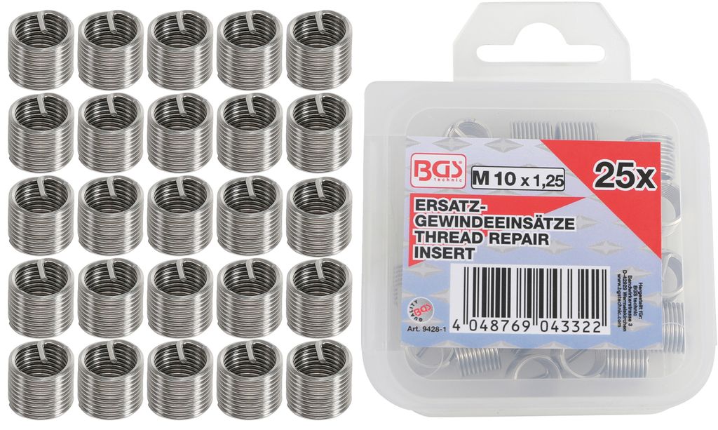 BGS Douilles filetées de rechange M10 x 1,25 mm, 25 pcs. Image du produit 