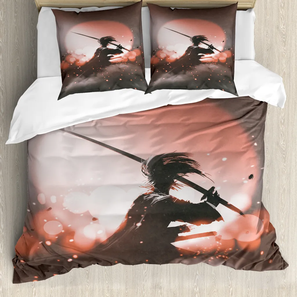 Copripiumino Giapponese Samurai ABAKUHAUS 155x220cm Antiacaro Salmon