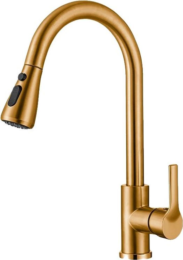 Küchenarmatur, ausziehbare Sprühfunktion, zeitgemäßes Design, cf04043-GOLD
