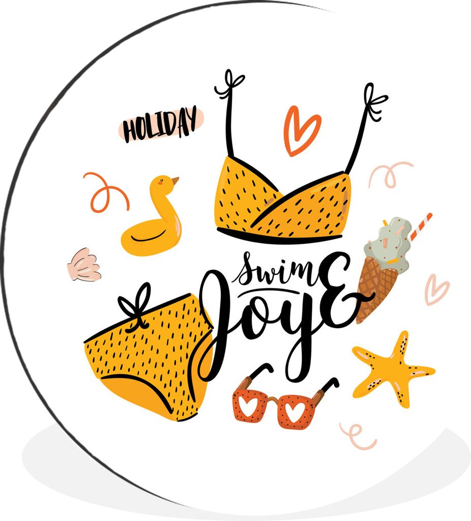 MuchoWow Aluminium Wandkreis Bikini - Gelb - Seestern Ø 60 cm Wanddeko Modern Wohnzimmer - Wand Kreis - Wandbild - Schlafzimmer - Aluminium Bild...