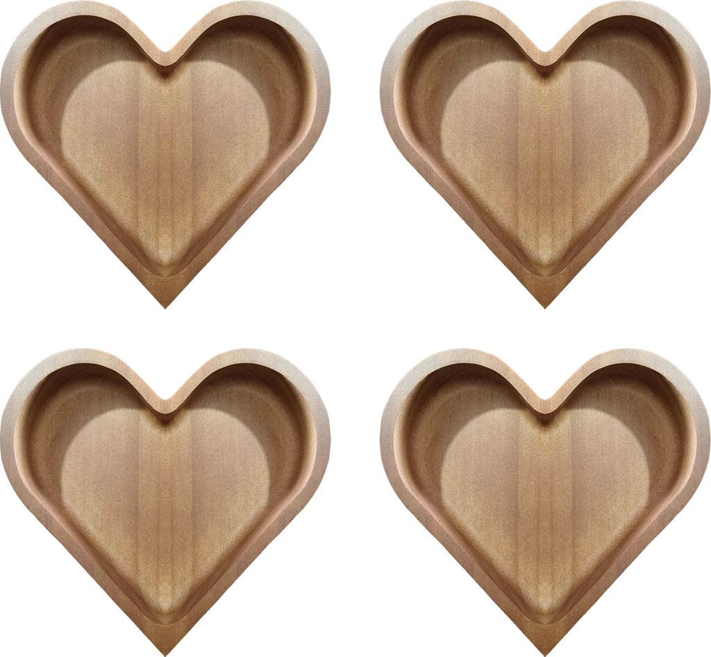 1/4 Stück Obsttablett aus Holz, herzförmiges Walnuss-Nusstablett, Snack-Dessertplatte, stapelbar, Mehrzweck-Serviertablett für den Esstisch
