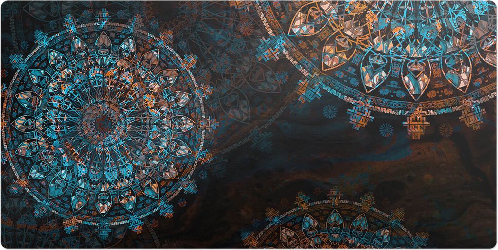 Geometrische Mandalas– Schreibtischunterlage – Schreibtisch Tischunterlage – 90x45 cm – Unterlage Groß Schreibtischmatte