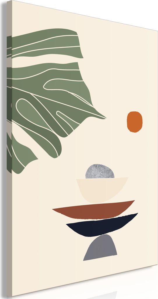 Italienischer Leinwand Leinwandbild - On the Sunny Terrace (1 Part) Vertical 40x60 cm Blätter b-B-0650-b-a