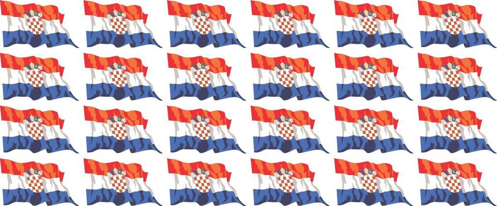 Mini Fahnen / Flaggen Set wehend - 33x20mm - selbstklebender Aufkleber - Kroatien - Sticker fürs Büro, Schule und zu Hause - 24 Stück