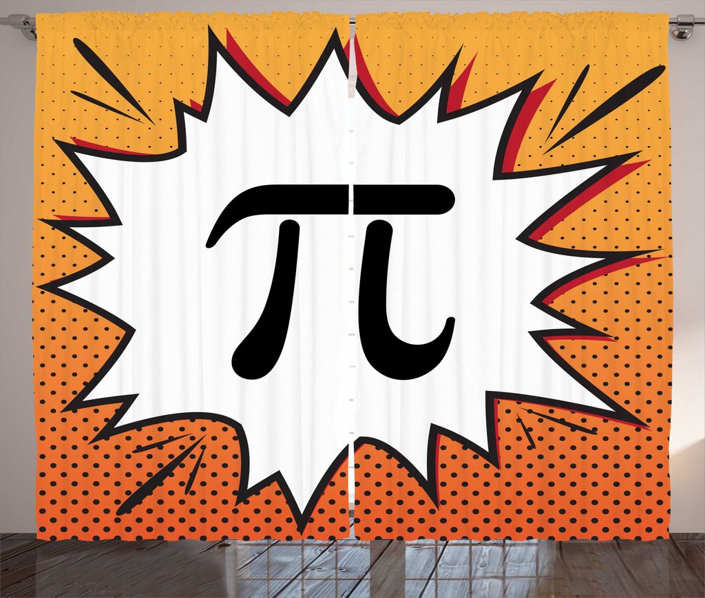 ABAKUHAUS Pi Rustikaler Gardine, Greek Letter Halbtonpunkte Kunst, Schlafzimmer Kräuselband Vorhang mit Schlaufen und Haken, 280 x 175 cm, Orange ...