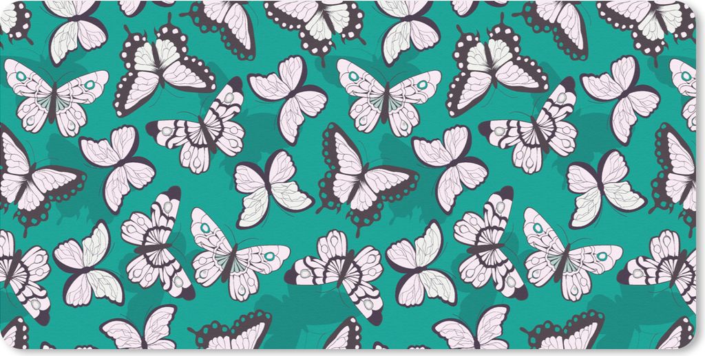 MuchoWow Schreibtischunterlage Mädchen - Schmetterling - Tiere - Muster - Mädchen - Kinder - Kinder 80x40 cm - XXL Mauspad - Gaming Mauspad