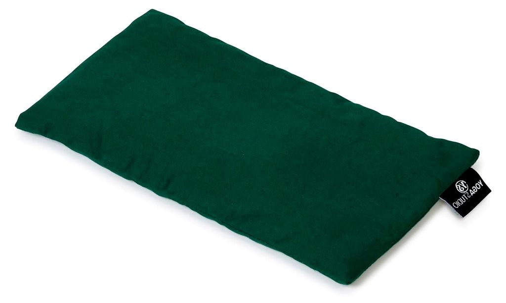 Organisches Augenkissen, 23 x 12/13 cm, mit -Lavendel- und Leinsamenduft, Yogakissen für müde Augen und Kopfschmerzen, moosgrün