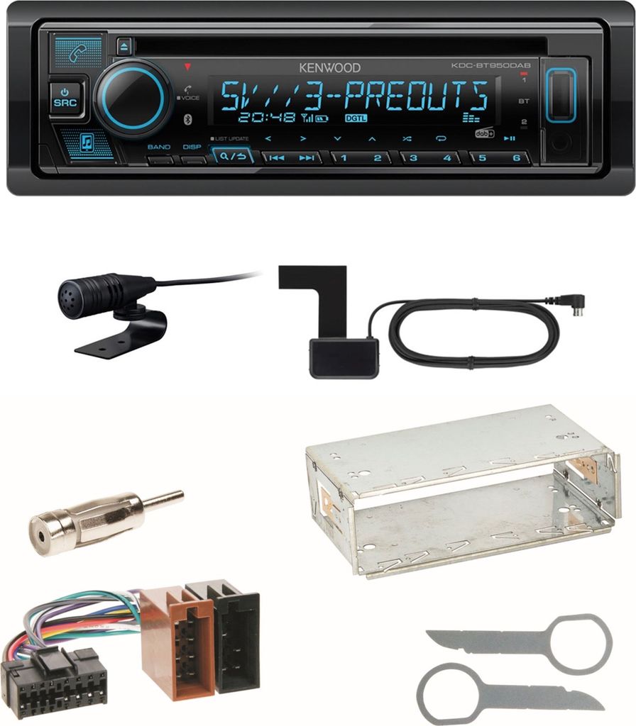 Kenwood KDC-BT950DAB Bluetooth DAB CD Einbauset für Mercedes SLK R170 W208 W210