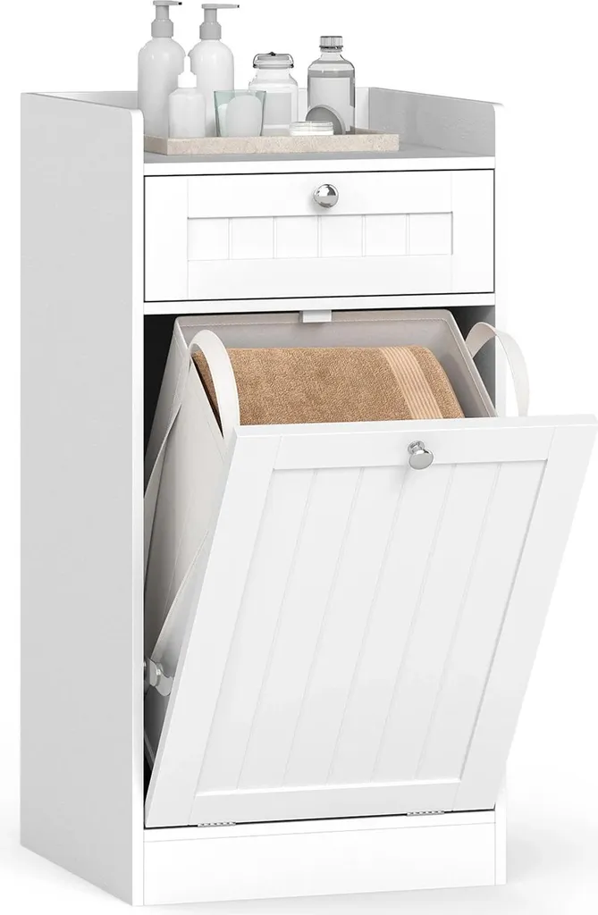 Panier à linge amovible style cottage moderne avec cadre en bois robuste