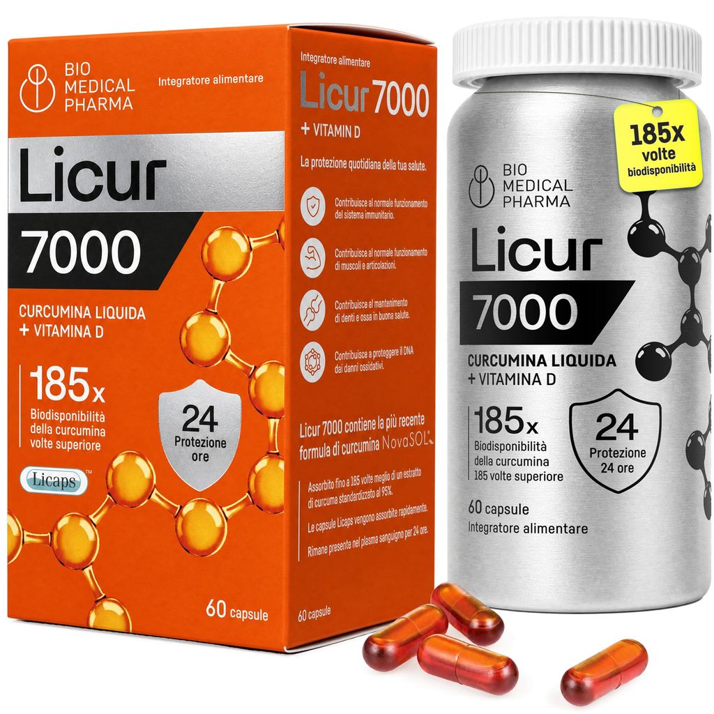 Licur 7000 curcumina NovaSOL con vitamina D3, 60 capsule Immagine del prodotto 