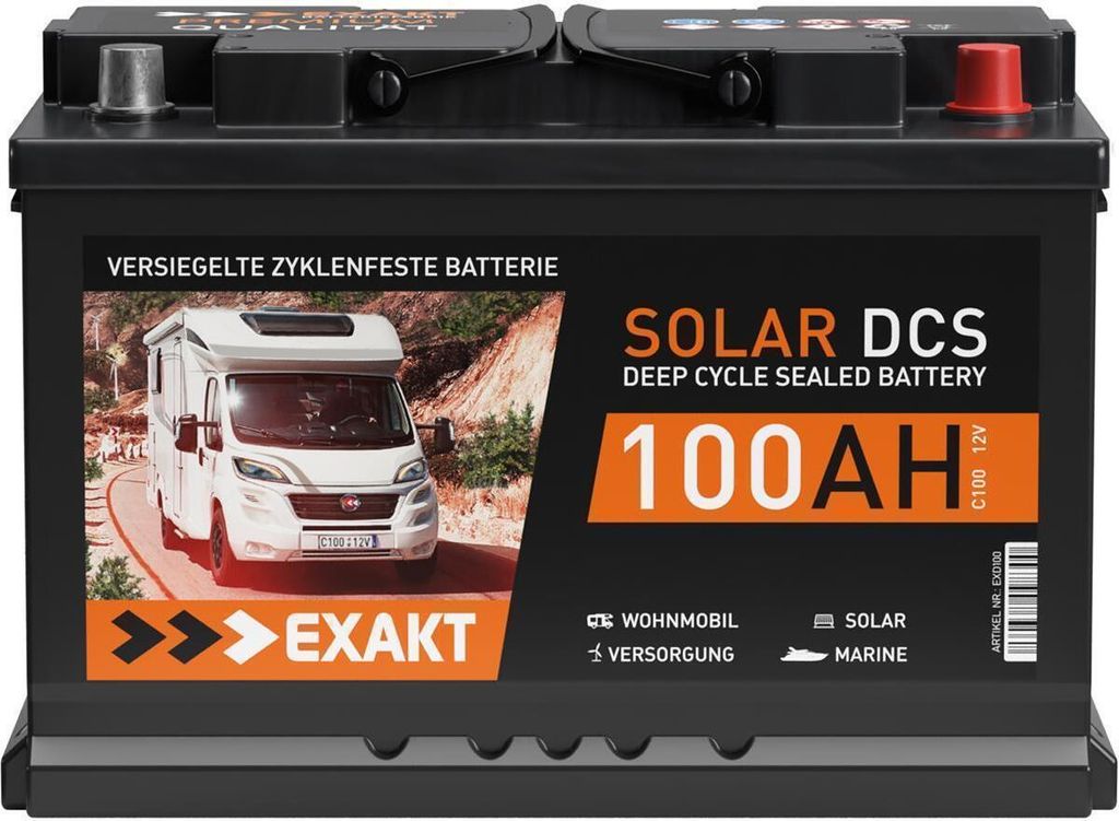 Solarbatterie 100Ah 12V EXAKT DCS Wohnmobilbatterie Produktbild 